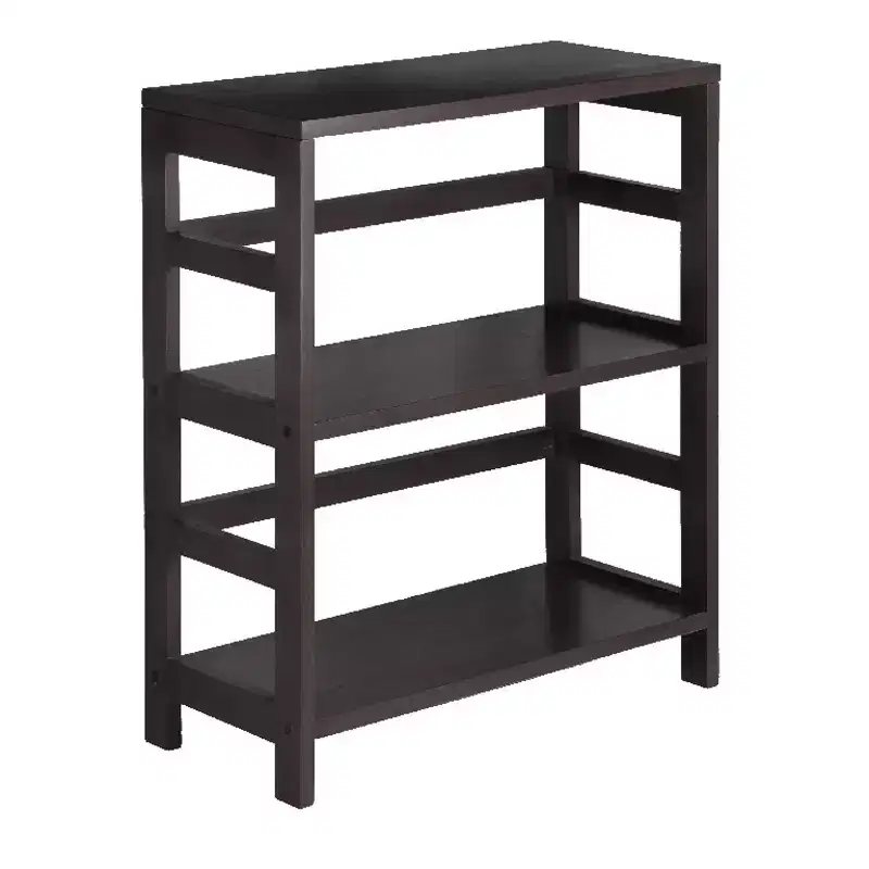 4pc Capri Set Storage Shelf with Folding Fabric Baskets Espresso Brown/Black - Winsome: Mid-Century Modern, Wood Composite