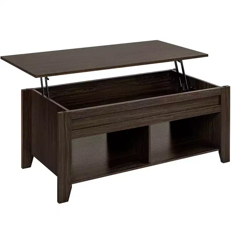 Yaheetech Lift Top Coffee Table with Hidden Compartment & 2 Open Shelves for Living Room