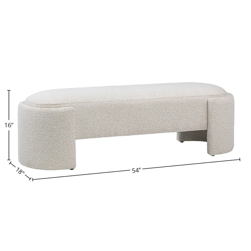 Shawn Boucle Round Bench with Round Half-Bezel Foot, Off-White
