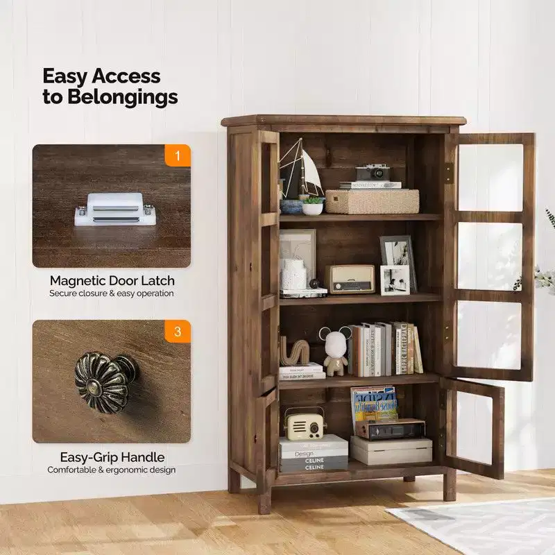 Karl Home Brown 2-Door 4-Shelf Bookcase