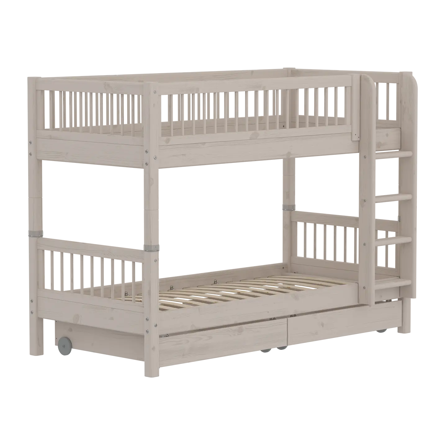 Bunk Bed 154 cm with Storage and Safety Rail, 90x200 cm, Grey