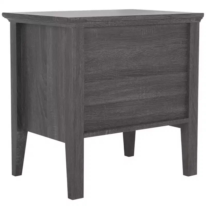 1-Drawer 1-Shelf Nightstand with Gold Pulls, Walnut Finish Bedside Table