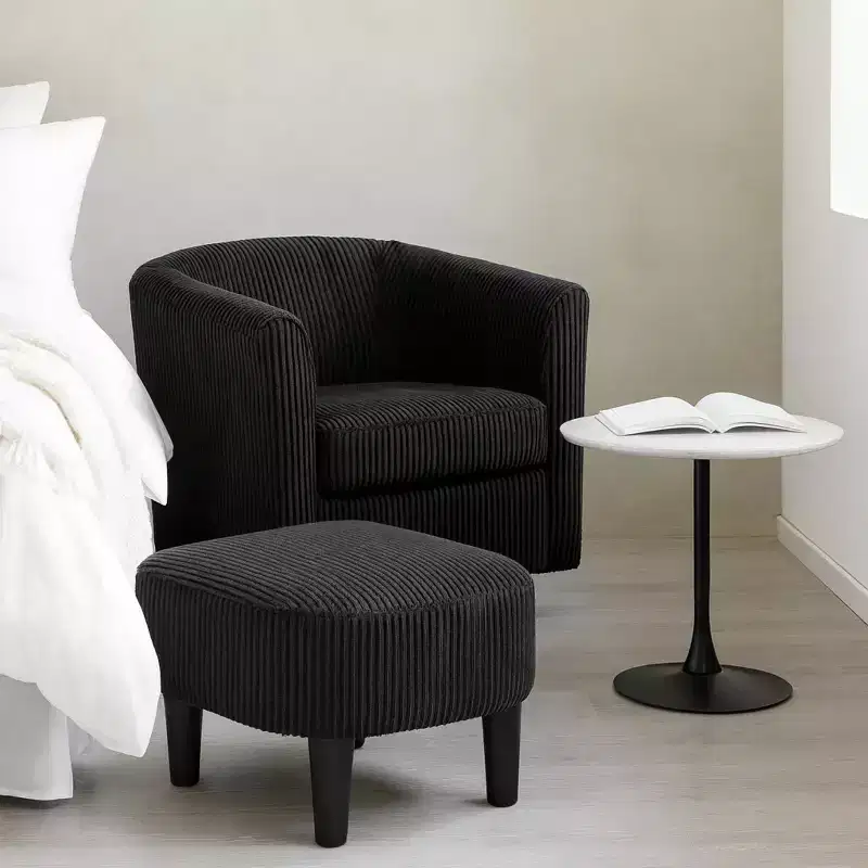 Modern Swivel Barrel Chair and Ottoman Cozy Lounge Seating