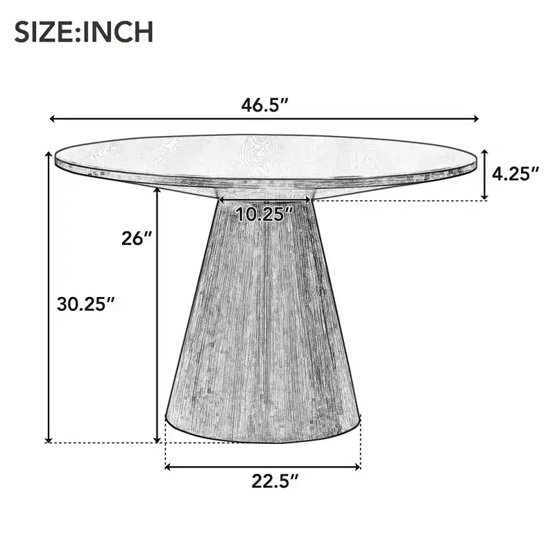 Whisen Retro Wood Top Frustum Pedestal Dining Table