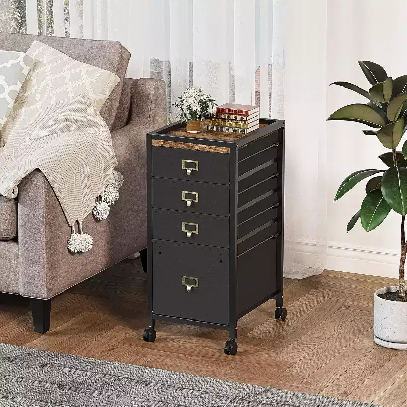Mobile File Cabinet with Fabric Drawers, Rolling Under-Desk Storage Organizer for Home Office