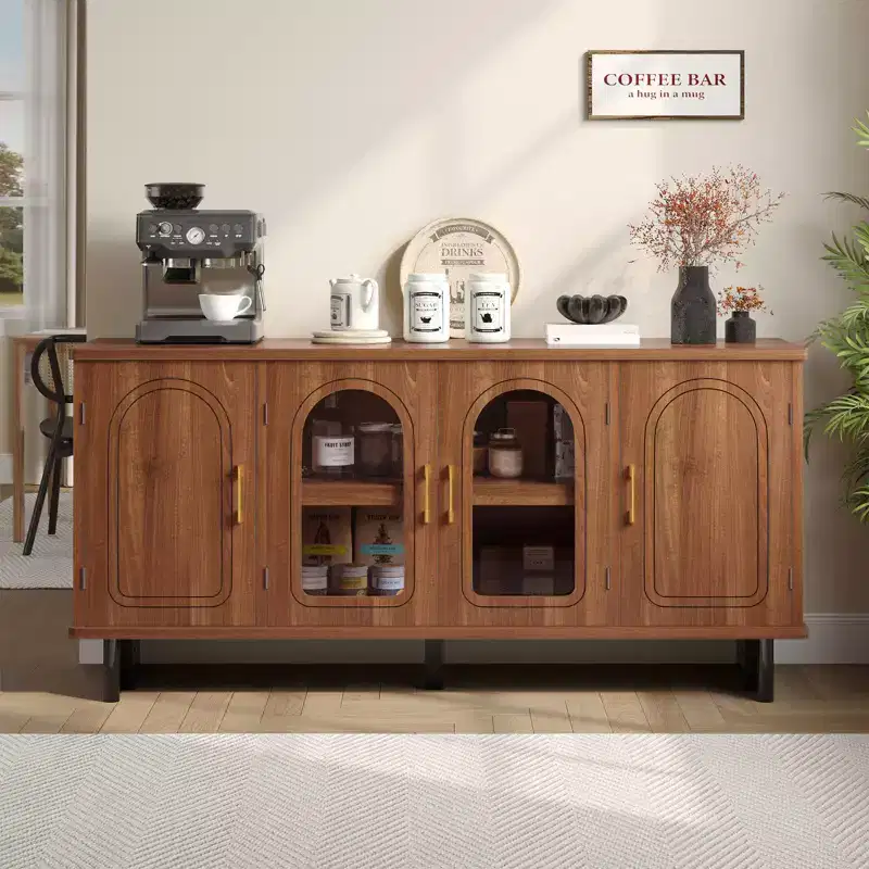Bestier 60 TV Stand for 65 TV, Entertainment Center Modern Media Console Cabinet with Glass Doors & Adjustable Shelves for Living Room & Bedroom
