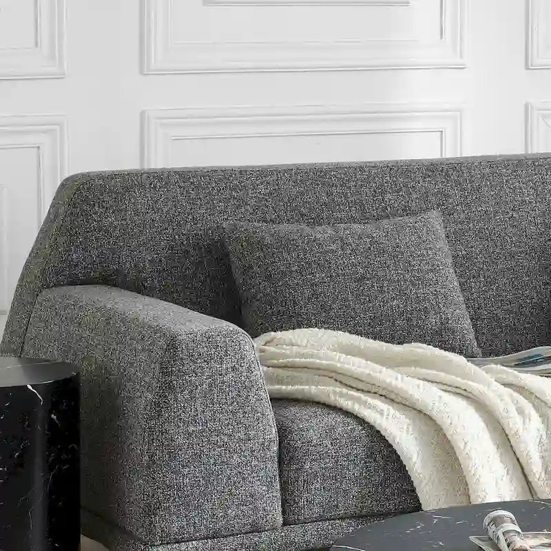 Modern Large Removable Sectional Sofa Grey Fabric with Pillows
