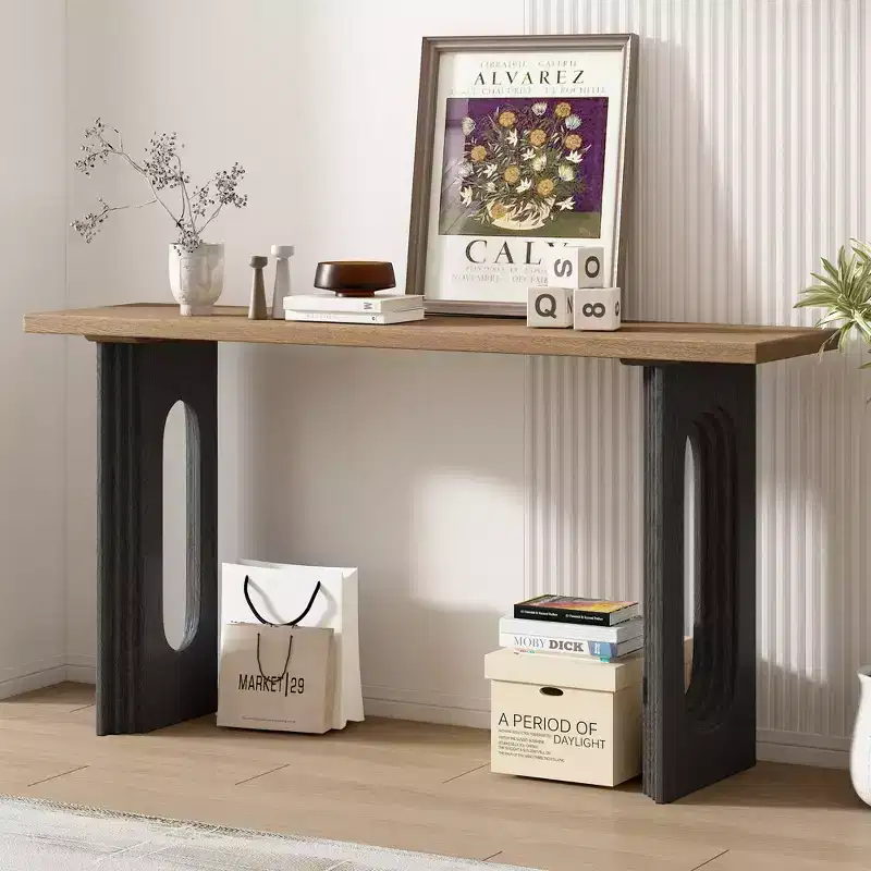 Modern Spacious Round Side Table with Hollow Legs, Versatile Accent Table for Entryway and Living Room Decor