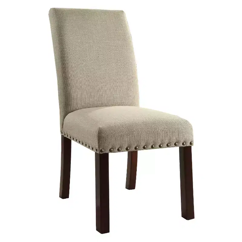 Set of 2 Michele Dining Chair with Nailhead Trim Linen - HomePop