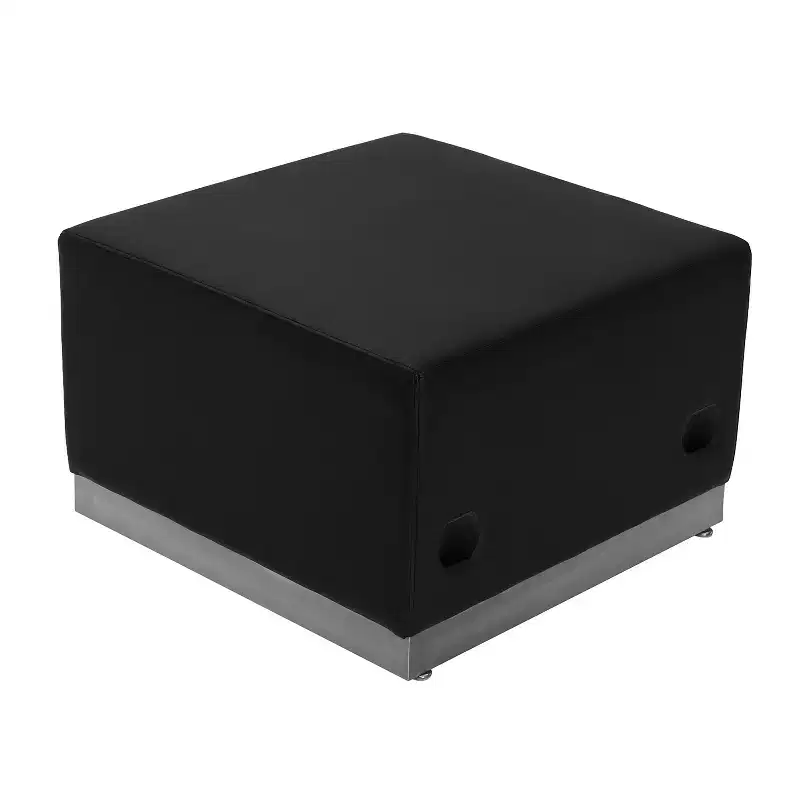Emma and Oliver Modular Reception Ottoman with Brushed Stainless Steel Base