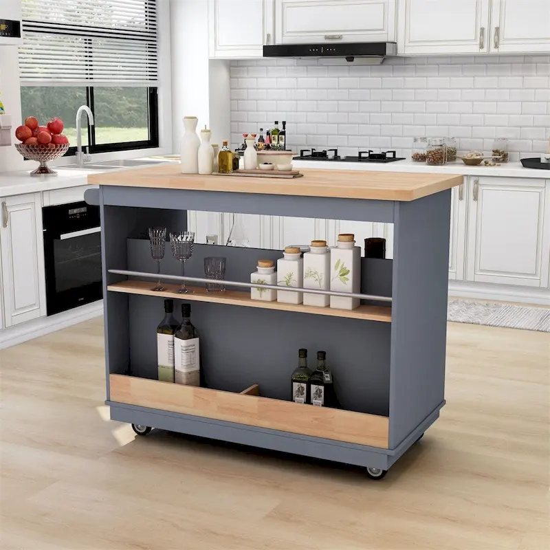 Rolling Kitchen Island with Storage,Two-sided Kitchen island Cart