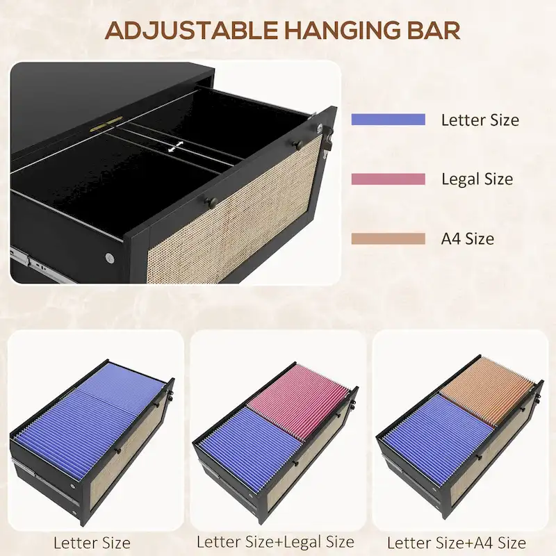 2 Drawer File Cabinet with Lock, Vertical Filing Cabinet with Keys