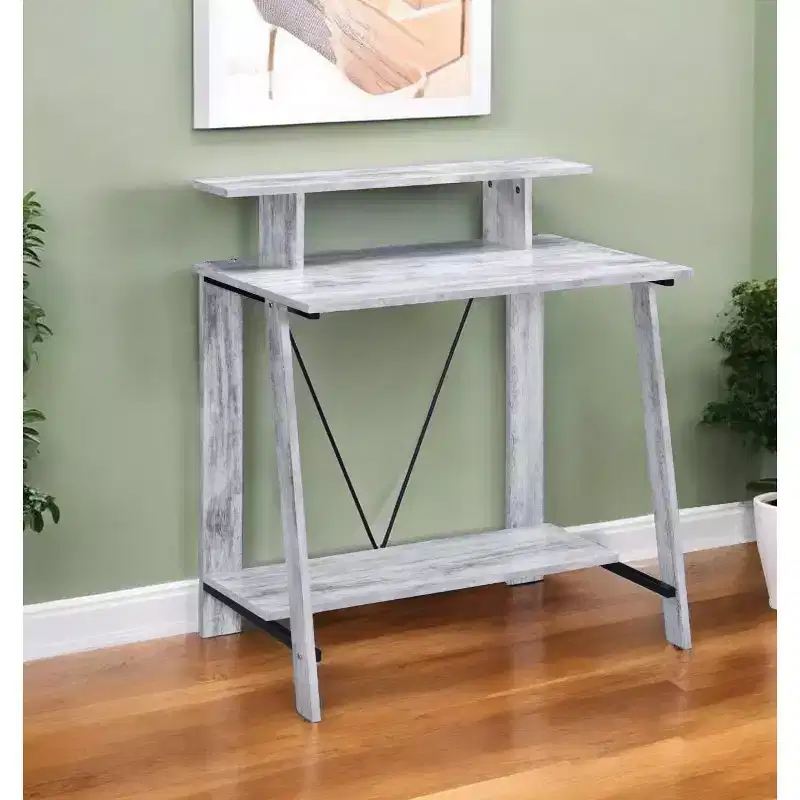 HomeRoots 32 Antiqued White Writing Desk