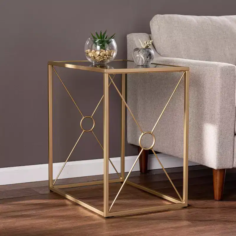 Larden Mirror-Top End Table - Gold - SEI