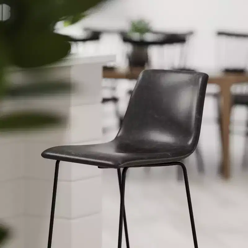 Merrick Lane 30 inch Faux Bar Height Bucket Seat Stools, Set of 2