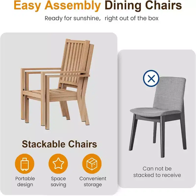 Set of 4 23 All-Weather Aluminum Patio Dining Chairs with Thick Cushions