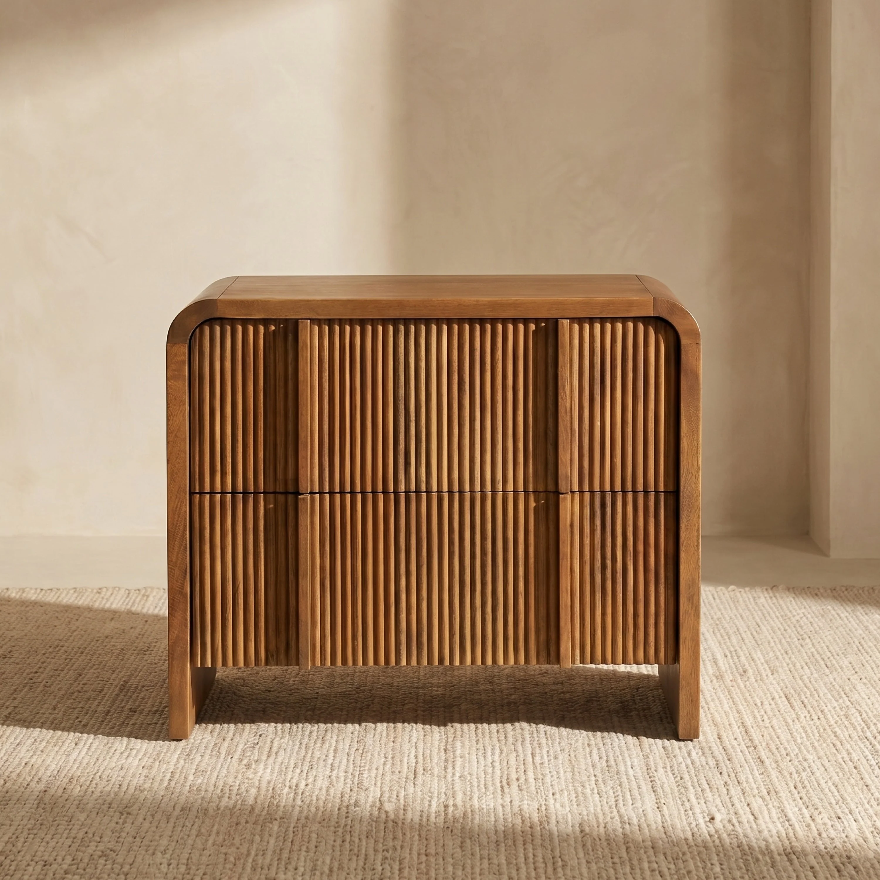 Modern English Walnut Walnut Wood Nightstand with Kiln-Dried Wood