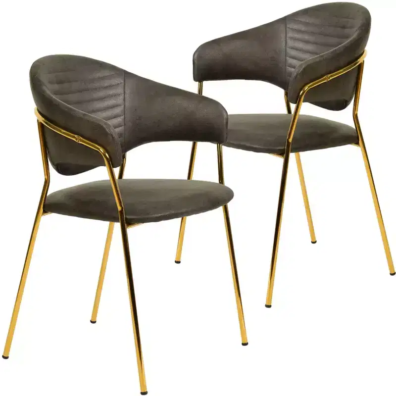 Upholstered Dining Chair Set of 2 Velvet Camelback Stainless Steel Legs 330 lbs