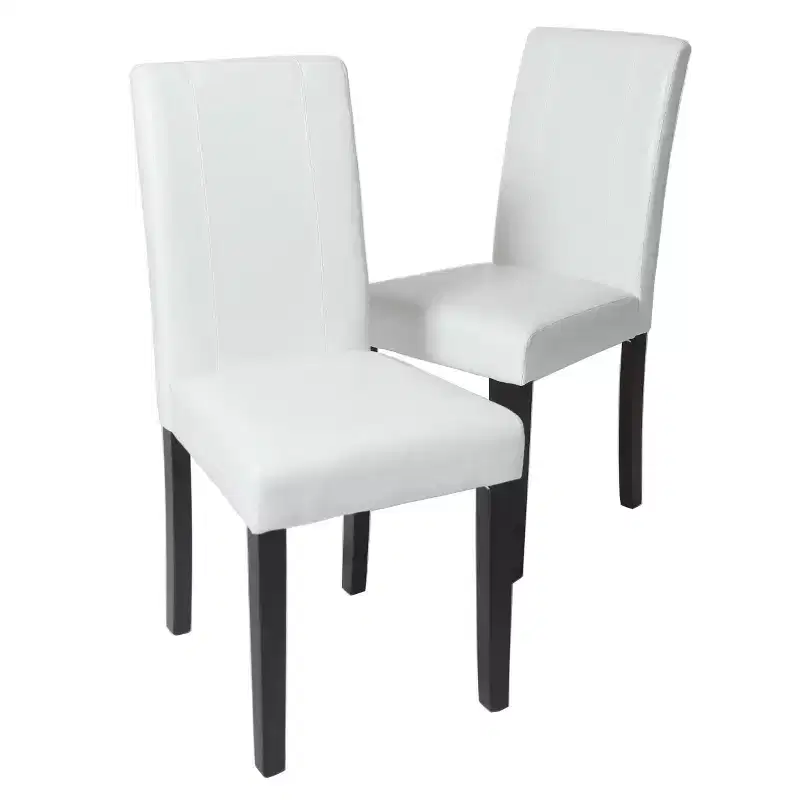 Okak Urban Style Dining Chairs Parson Chairs Set of 2, Faux Leather Upholstery with UV-Resistant, Solid Wood Espresso Legs & Slim Back