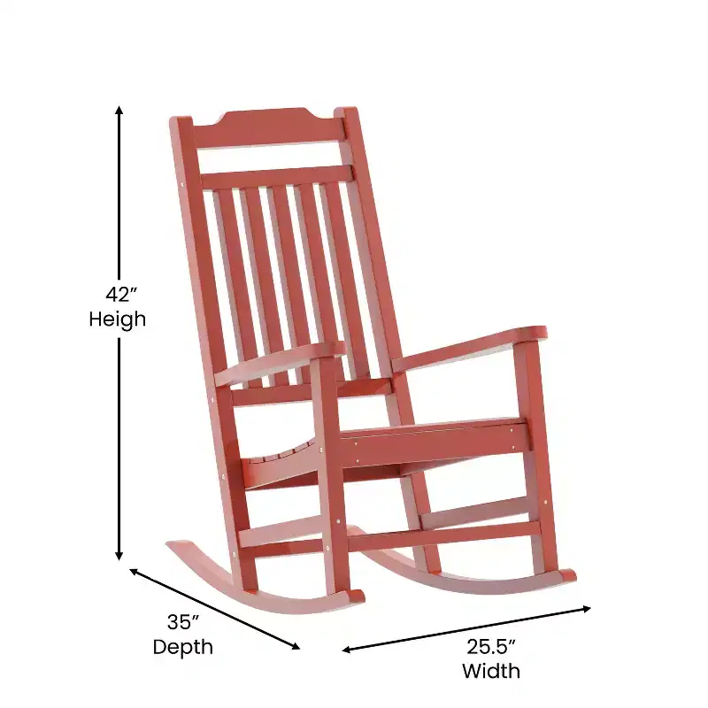Emma and Oliver All-Weather Rocking Chair in Faux Wood - Patio and Backyard Furniture