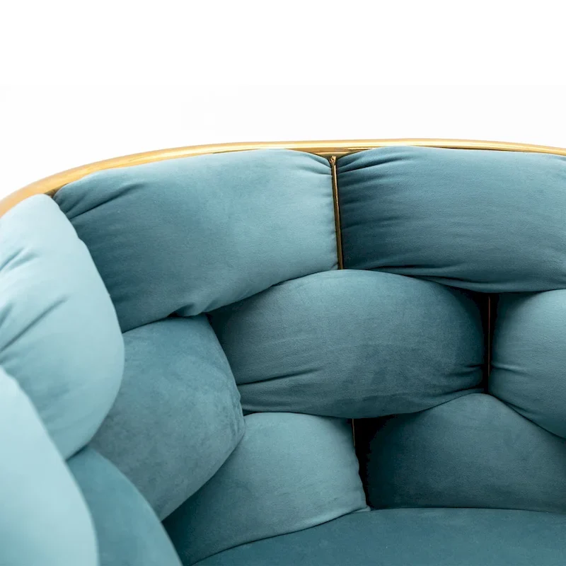 Blue Modern 28.7 Velvet Upholstered Accent Chair with Gold - Plated Metal Legs