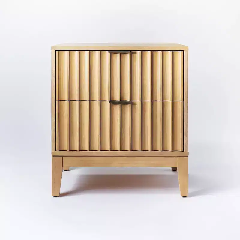 Wood Scalloped End Table with Drawers