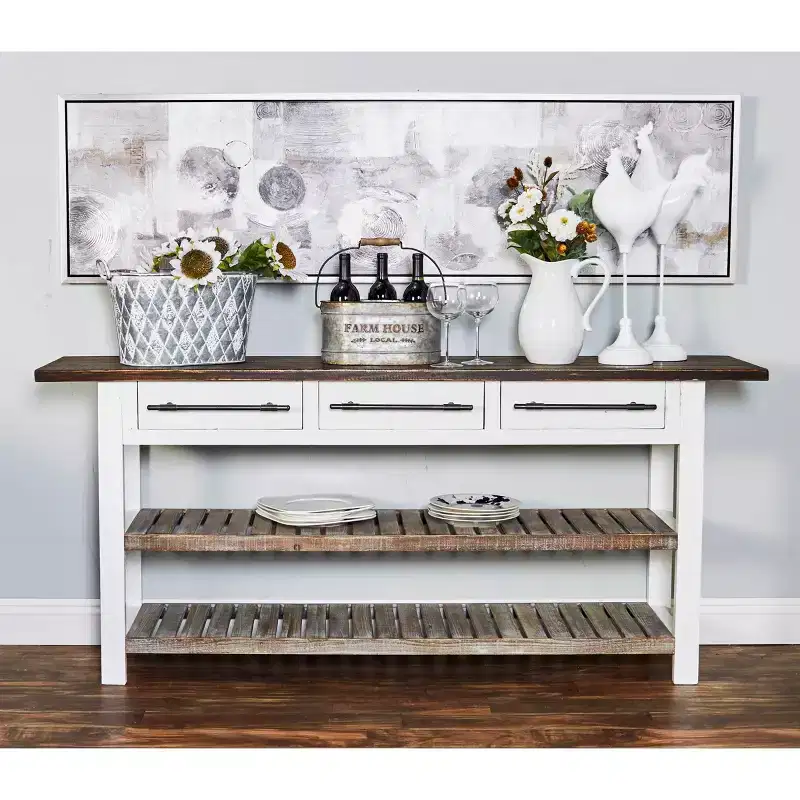 Farmhouse Wood Rectangle Console Table White