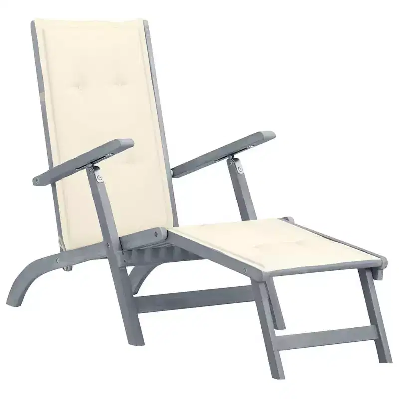 vidaXL Deck Chair Solid Acacia wood Standard Foldable Deck Chair