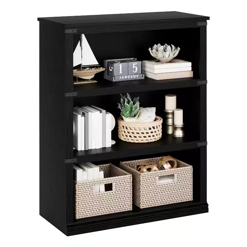 3-Tier Mid-Century Modern Bookshelf – Open Display Shelf