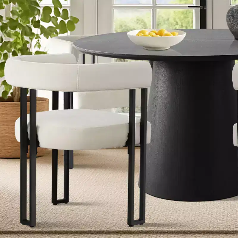 47-83 Extendable Dining Table Set for 4, Black Table and 4 Upholstered Velvet Dining Chairs with Metal Legs, Modern Style