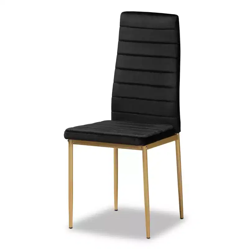 4pc Armand Velvet Fabric Upholstered and Metal Dining Chair Set - Baxton Studio