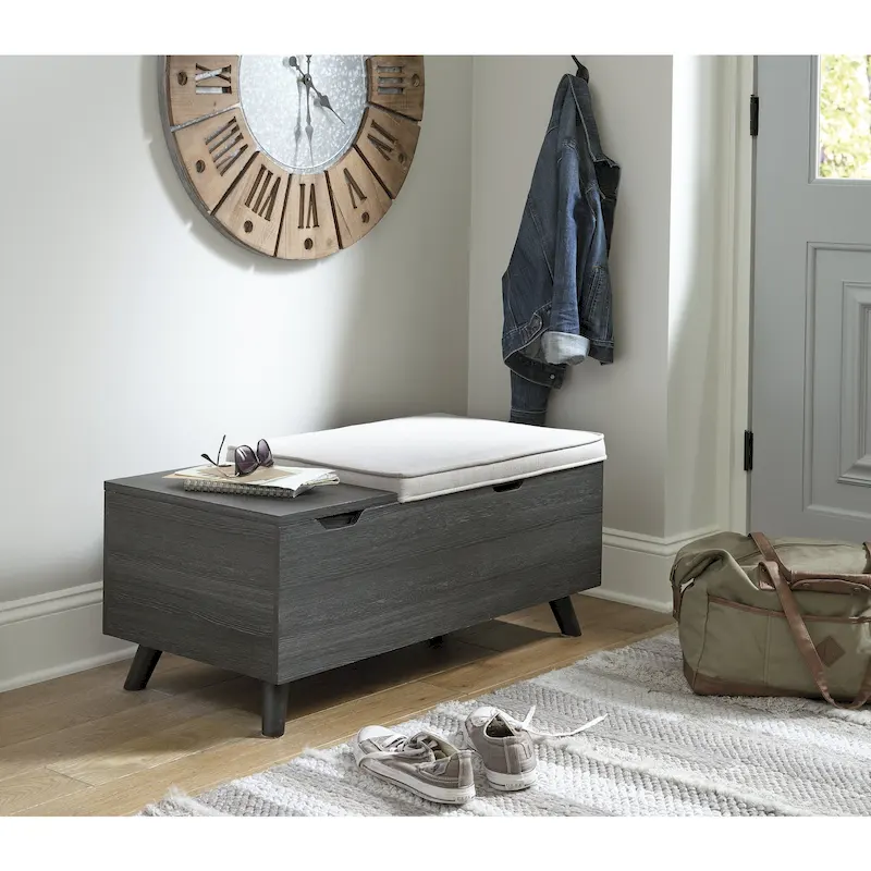 Gray Storage Bench with Hidden Storage - 39W x 19D x 17H