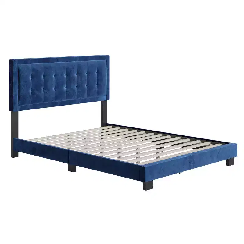 Tobias Velvet Button Tufted Upholstered Platform Bed Frame - Eco Dream