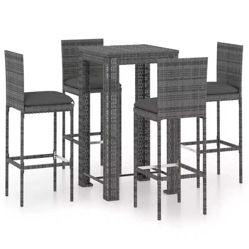 vidaXL Patio Bar Set Footrest Outdoor Bar Set Square Contemporary