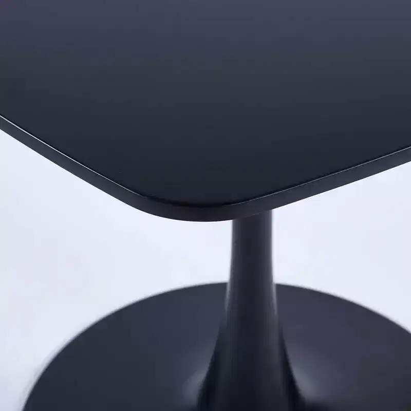 31.5 Inch Black Square Tulip Dining Table, Mid Century Modern Small Space Kitchen Table with Metal Pedestal Base