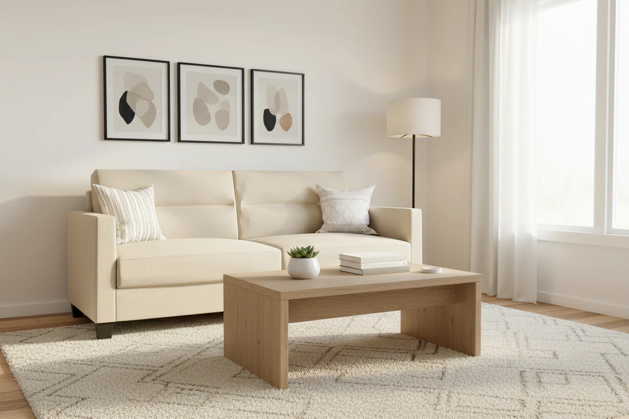 Clean and Minimalist Linen Upholstered Sofa