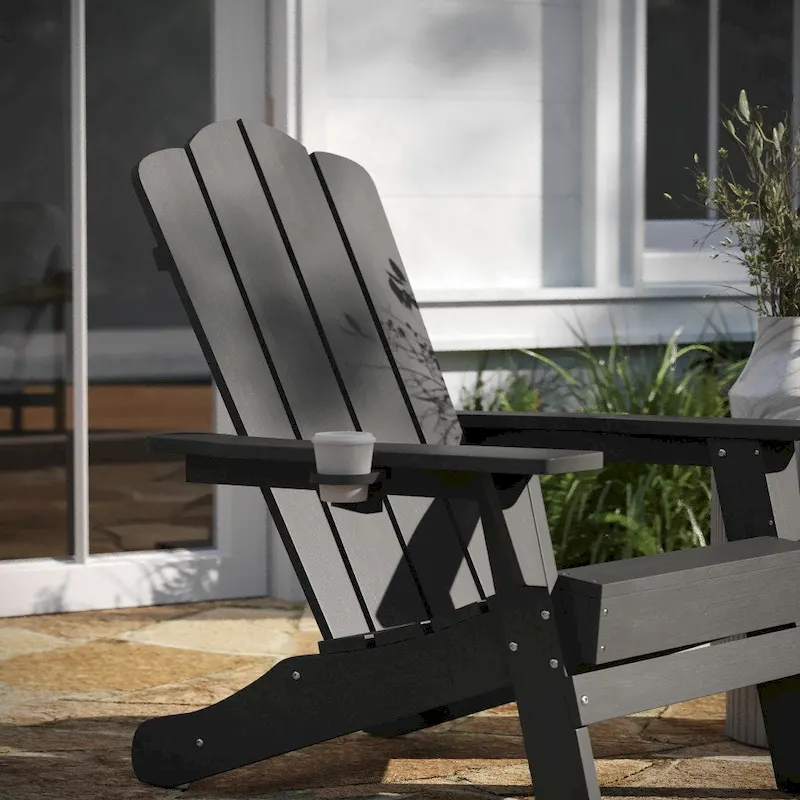 Set of 4 All-Weather Adirondack Chairs with Cupholders