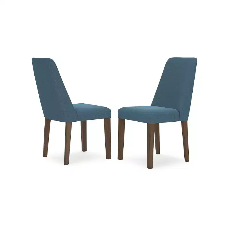 Lyncott Contemporary Dining Room Upholstered Side Chair with Foam Cushion, Set of 2, Blue & Brown