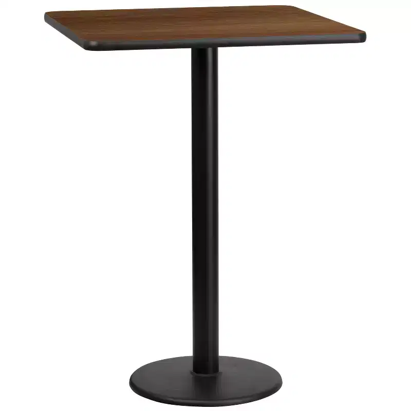 30 Square Laminate Table Top with 18 Round Bar Height Table Base
