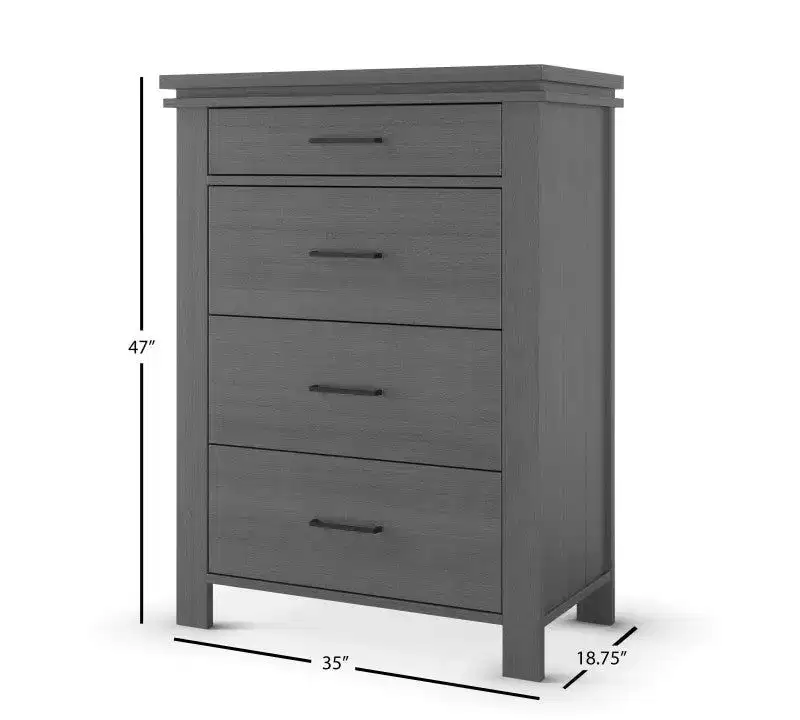 Child Craft Denman Crib, Dresser, Chest, and Nightstand 4-Piece Nursery Set, Grows with Your Baby