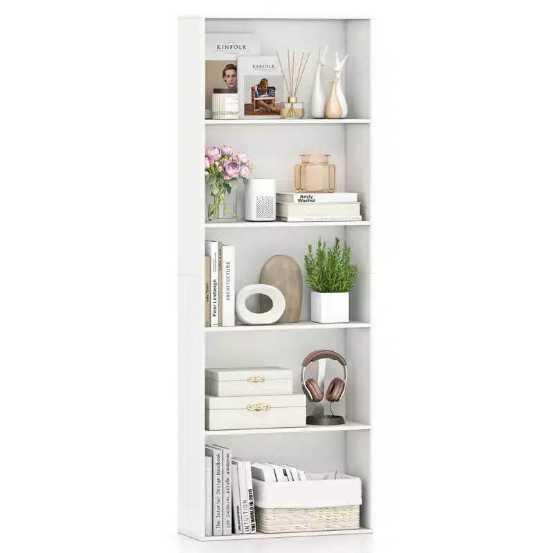 5-Tier Bookshelf Open Bookcase Freestanding Display Shelf Storage Organizer