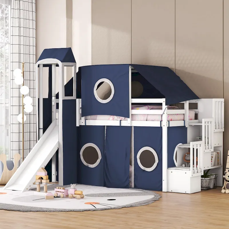 Loft Bed with Tent and Tower