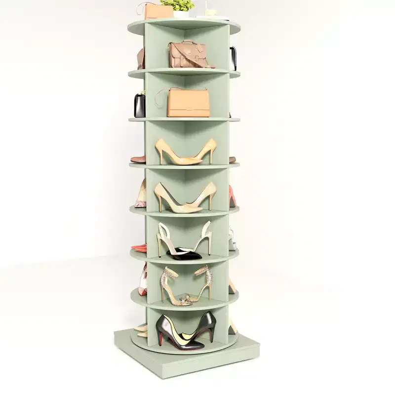 Spinning Shoe Rack Tower, 360 Revolving Display Shoe Closet, Round Vertical Storage Shoe Rack, Rotating Handbag Shoes Organization