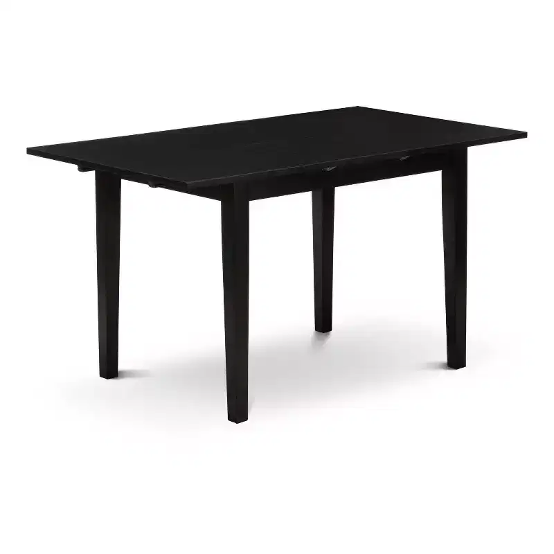 HomeStock Belmont 5 Piece Kitchen Set Consists of a Rectangle Dining Table with Butterfly Leaf and 4 Upholstered Chairs, Black