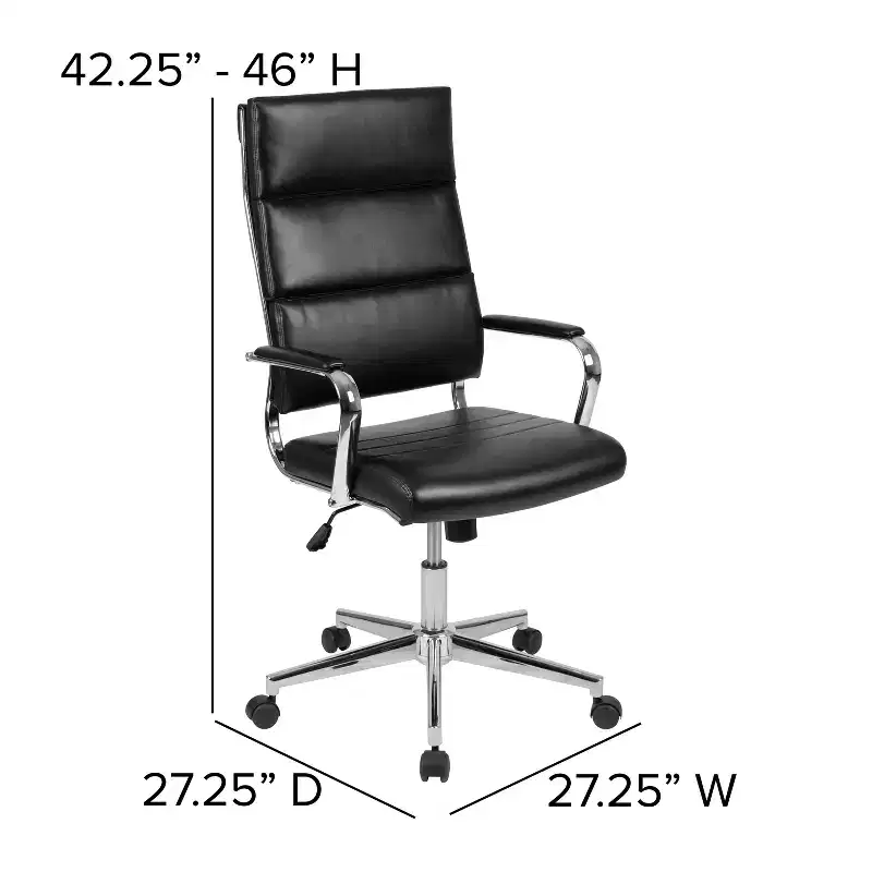 High Panel-Back Ergonomic Office Chair with Padded Metal Arms Executive Swivel Computer Desk Chair