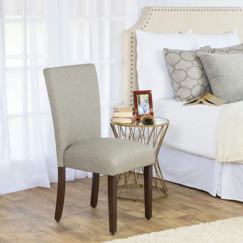 Transitional Upholstered Dining and Accent Chair - Gray, Solid Wood Legs
