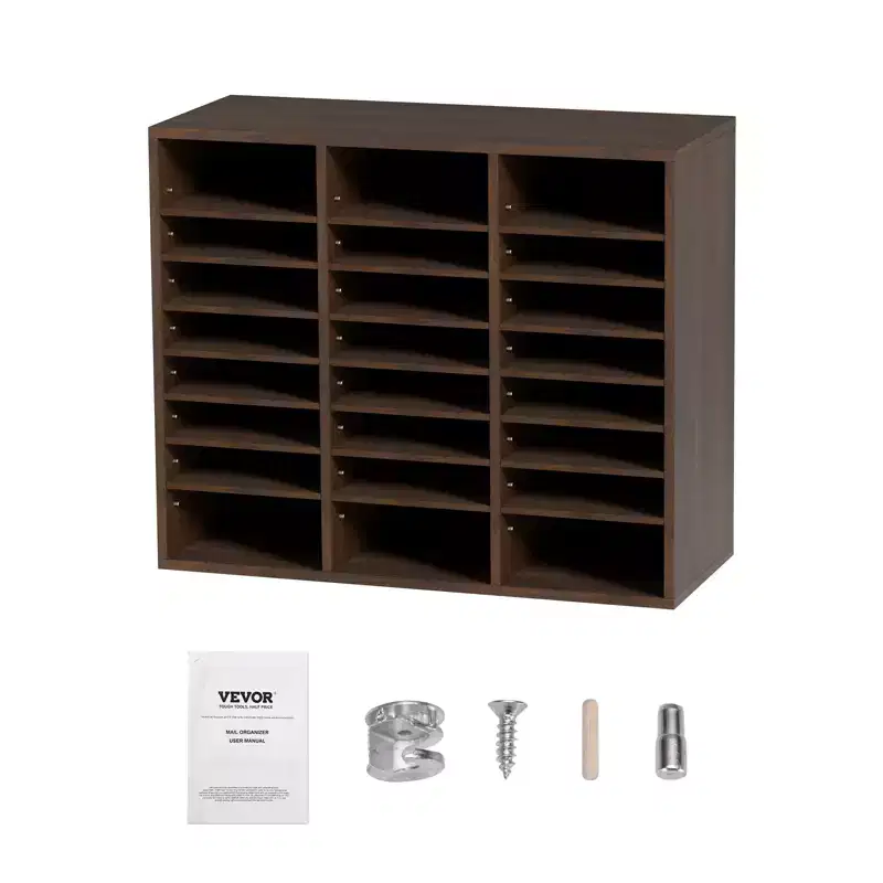 VEVOR Literature Organizers, 24 Compartments Office Mailbox with Adjustable Shelves, Wood Literature Sorter 29x12x24.4 inches,EPA Certified