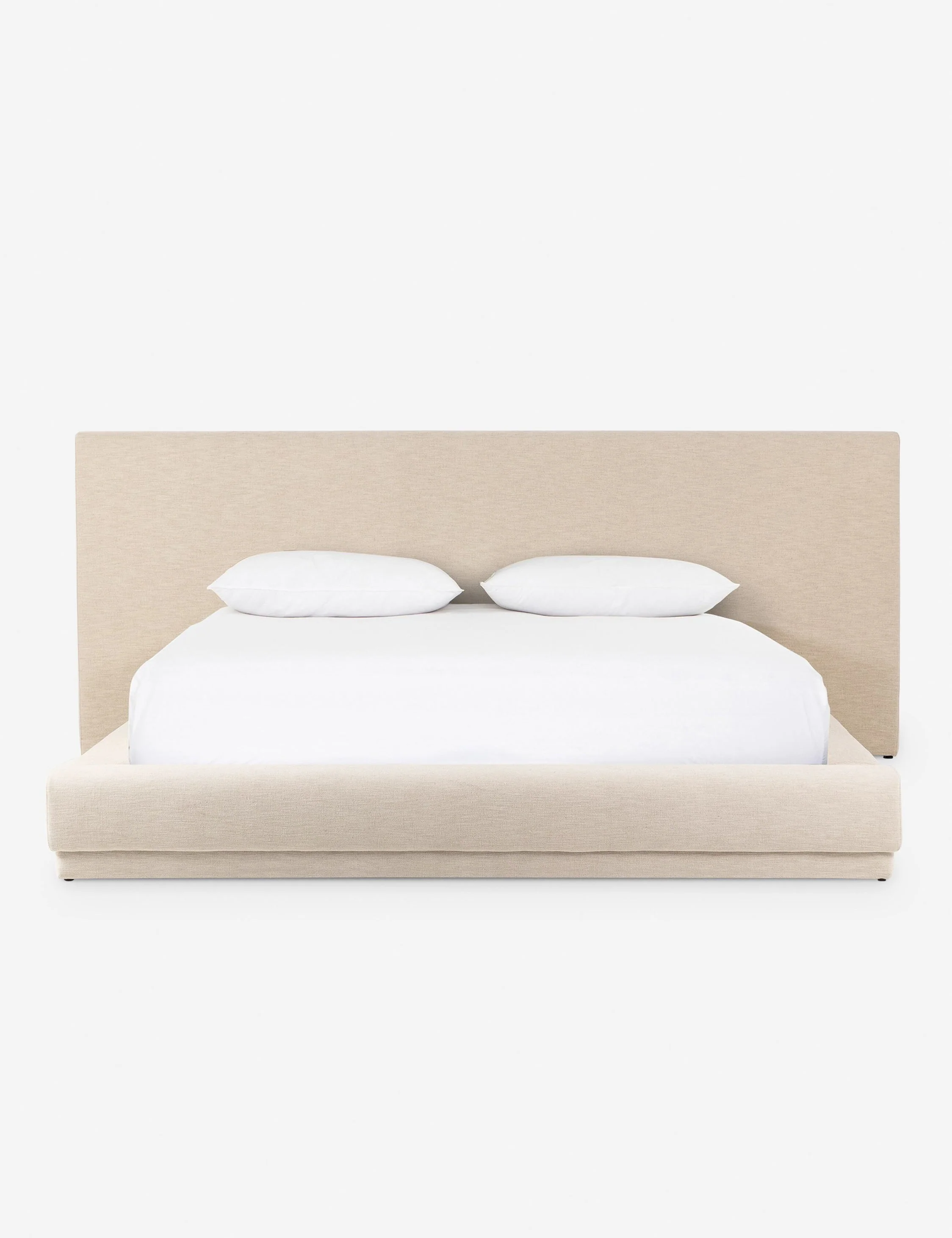 Extended Headboard Platform Bed - Modern Italian styling brings tailored sophistication to this upholstered bed