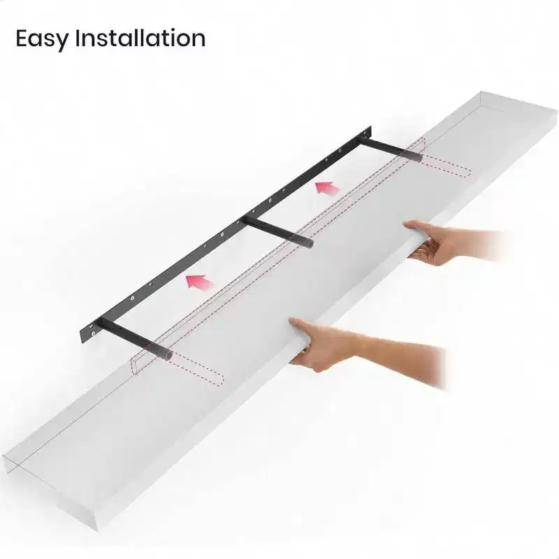 Floating Shelves 55 Inch Wood Wall Shelf Set of 2 with Brackets White 6 Inch Deep for Bathroom Living Room
