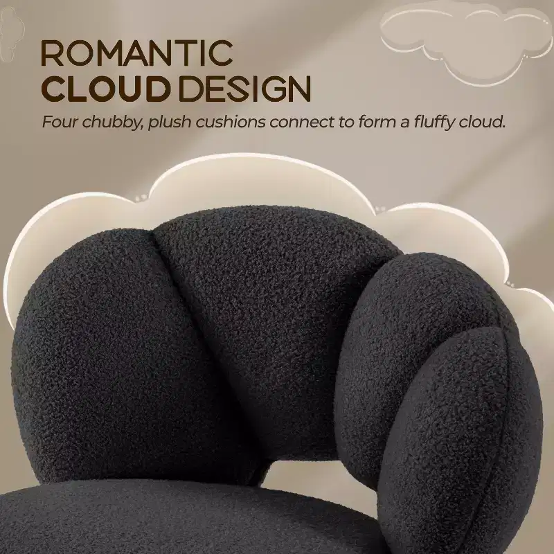 Yaheetech Boucle Upholstered Rolling Makeup Vanity Chair